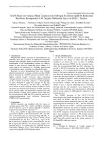 Photon Factory Activity Report 2012 #B  9A/2011G594 and NW10A/2011G184 XAFS Study on Various Metal Catalysts for Hydrogen Evolution and CO2 Reduction Reactions Incorporated with Organic Molecular Layer on Si(11