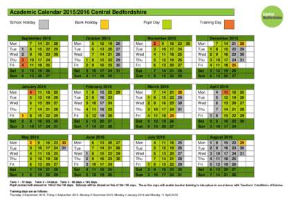Academic Calendar[removed]Central Bedfordshire School Holiday Bank Holiday  Mon