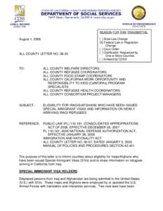 REASON FOR THIS TRANSMITTAL  August 1, 2008 ALL COUNTY LETTER NO[removed]