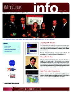 TELFER SCHOOL OF MANAGEMENT ALUMNI INFO BULLETIN	  info bulletin Fall 2011  Volume 13