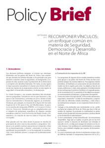 Policy Brief SEPTIEMBRE 2013 RECOMPONER VÍNCULOS: un enfoque común en