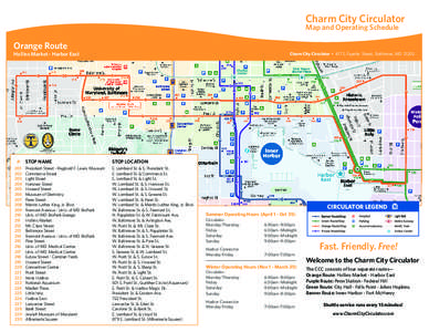 Charm City Circulator Map and Operating Schedule Orange Route Hollins Market - Harbor East