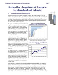Newfoundland and Labrador Energy Plan Discussion Paper  Page 1 Section One - Importance of Energy in Newfoundland and Labrador