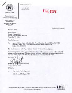 STATE OF UTAH  Department of Environmental Quality Division of Air Quality APPROVAL ORDER: Approval for Lake Side Power Plant Prepared By: John D. Jenks, Engineer