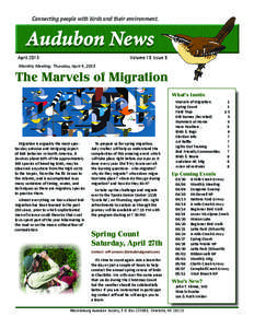 Connecting people with birds and their environment.  Audubon News April 2013	  Volume 18 Issue 8