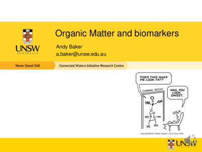 Organic Matter and biomarkers Andy Baker  Outline 1. Organic matter and biomarkers – what are they and why bother?