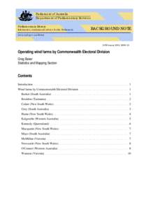 Operating wind farms by Commonwealth Electoral Division