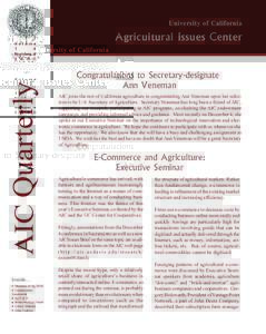 Sustainability / Agroecology / Agriculture in the United States / Conservation in the United States / Akaike information criterion / Model selection / Ann Veneman / University of California /  Davis / University of California / Agriculture / Environment / Association of Public and Land-Grant Universities