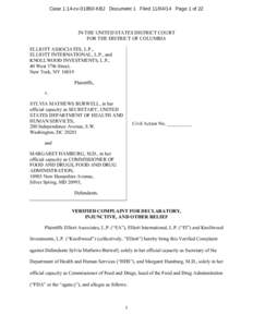 Case 1:14-cv[removed]KBJ Document 1 Filed[removed]Page 1 of 22  IN THE UNITED STATES DISTRICT COURT FOR THE DISTRICT OF COLUMBIA ELLIOTT ASSOCIATES, L.P., ELLIOTT INTERNATIONAL, L.P., and