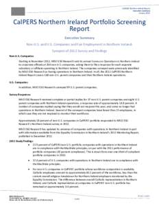 CalPERS Northern Ireland Report Executive Summary January 2013 CalPERS Northern Ireland Portfolio Screening Report