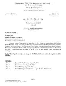 POLLUTION CONTROL FINANCING AUTHORITY OF WARREN COUNTY 500 MT. PISGAH AVENUE P.O. BOX 587 OXFORD, NEW JERSEY[removed]James J. Williams