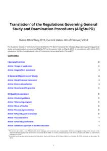 Technischen Universität Berlin: Translation of the Regulations Governing General Study and Examination Procedures (AllgStuPO)