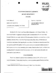 FILED SEP 13 CLEI~TS OFfiCE LOS ANGELES STATE BAR COURT OF CALIFORNIA REVIEW DEPARTMENT
