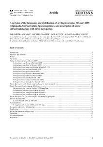 Zootaxa, A revision of the taxonomy and distribution of Archispirostreptus Silvestri 1895...