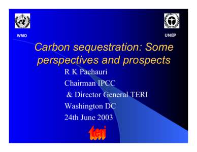 UNEP  WMO Carbon sequestration: Some perspectives and prospects