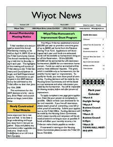 Wiyot News Wiyot Tribe 1000 Wiyot Dr. Loleta, CA[removed]Phone: [removed]Fax: [removed]