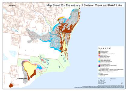 Map Sheet 25 - The estuary of Skeleton Creek and RAAF Lake  Laverton Legend Roads and Tracks
