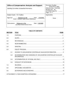 Handling Controlled Unclassified Information  Document Number: OCAS-PLCY-0001 Effective Date: [removed]Revision No.: 00