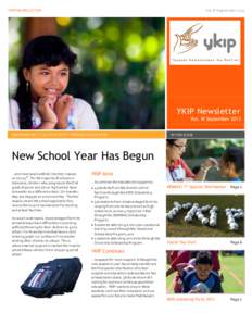 YKIP NEWSLETTER  Vol. III September 2013 YKIP Newsletter Vol. III September 2013