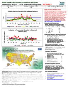 IDPH Weekly Influenza Surveillance Report Week ending August 1, 2009¹ Influenza Activity Level: SPORADIC² CDC Week 30  Sentinel Providers - %ILI