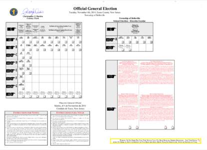 .  . Official General Election Tuesday, November 4th, 2014, Essex County, New Jersey