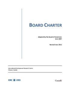 BOARD CHARTER Adopted by the Board of Governors June 2007 Revised June 2012