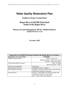 water quality restoration plan for rogue river-gold hill watershed