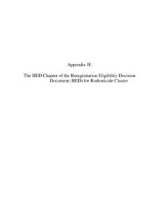 Rodenticide Cluster: Reregistration Eligibiity Decision (RED)