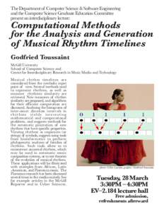 The Department of Computer Science & Software Engineering and the Computer Science Graduate Education Committee present an interdisciplinary lecture: Computational Methods for the Analysis and Generation