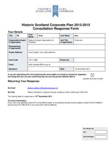 Historic Scotland Corporate Plan[removed]Consultation Response Form Your Details Title  Mr