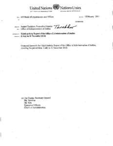 Third activity report of the Office of Administration of Justice 1 July to 31 December 2010 OAJ Report 1 July to 31 December[removed]CONTENTS