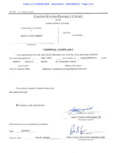 Case 1:17-mjBKE Document 5 FiledPage 1 of 1  A091(RcvCriminal Complaint United States District Court for the