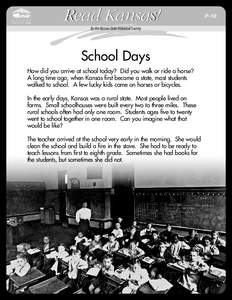 Read Kansas! By the Kansas State Historical Society School Days How did you arrive at school today? Did you walk or ride a horse? A long time ago, when Kansas first became a state, most students