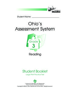 Student Name: ______________________________  Ohio’s Assessment System Grade