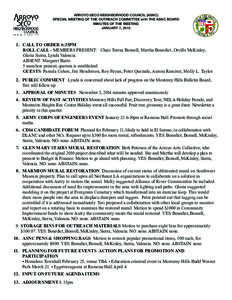 ARROYO SECO NEIGHBORHOOD COUNCIL (ASNC) SPECIAL MEETING OF THE OUTREACH COMMITTEE with THE ASNC BOARD MINUTES OF THE MEETING JANUARY 7, [removed]CALL