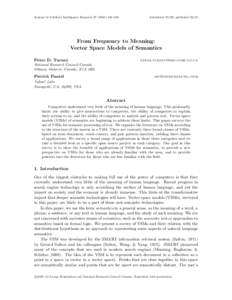 Journal of Artificial Intelligence Research188  Submitted 10/09; publishedFrom Frequency to Meaning: Vector Space Models of Semantics