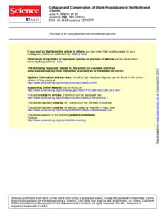 Collapse and Conservation of Shark Populations in the Northwest Atlantic Julia K. Baum, et al. Science 299, [removed]); DOI: [removed]science[removed]