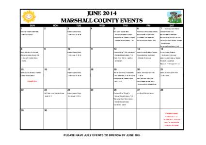 June 2014 Marshall County Calendar