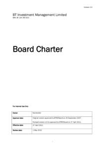 BT VOYAGER INVESTMENT PARTNERS (HOLDINGS) LIMITED (ABNBOARD CHARTER (Approved by the Board on [x] 2007)