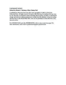 COPYRIGHT NOTICE: Edited by Robert I. Rotberg: When States Fail is published by Princeton University Press and copyrighted, © 2003, by Princeton