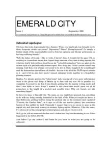 EMERALD CITY Issue 1 SeptemberAn occasional ‘zine produced by Cheryl Morgan and available from her at 