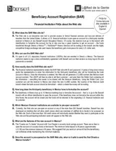 Beneficiary Account Registration (BAR) FAQs