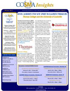 COSMA Insights Newsletter_Winter 2013_Volume 2 Issue 1