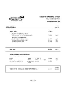 COST OF CAPITAL STUDY YIELD CAPITALIZATION 2014 Assessment Year RAILROADS