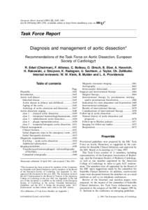 European Heart Journal, 1642–1681 doi:euhj, available online at http://www.idealibrary.com on Task Force Report Diagnosis and management of aortic dissection* Recommendations of the Task For