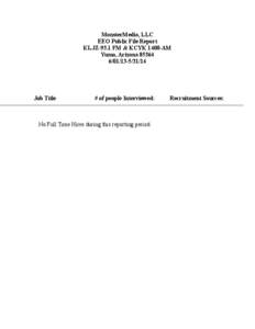 MonsterMedia, LLC EEO Public File Report KLJZ-93.1 FM & KCYK 1400-AM Yuma, Arizona[removed]31/14