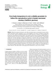 Primate Biol., 1, 11–22, 2014 www.primate-biol.netdoi:pb © Author(sCC Attribution 3.0 License.  Core body temperature is not a reliable parameter to