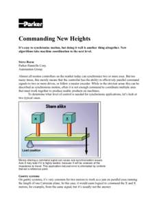 Commanding New Heights It’s easy to synchronize motion, but doing it well is another thing altogether. New algorithms take machine coordination to the next level. Steve Reese Parker Hannifin Corp. Automation Group