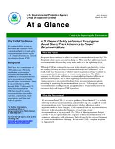 U.S. Chemical Safety and Hazard Investigation Board Should Track Adherence to Closed Recommendations