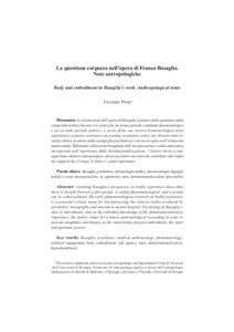 La questione corporea nell’opera di Franco Basaglia. Note antropologiche Body and embodiment in Basaglia’s work. Anthropological notes